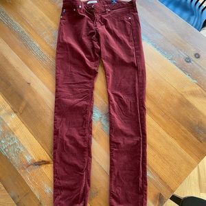 AG skinny burgundy cords